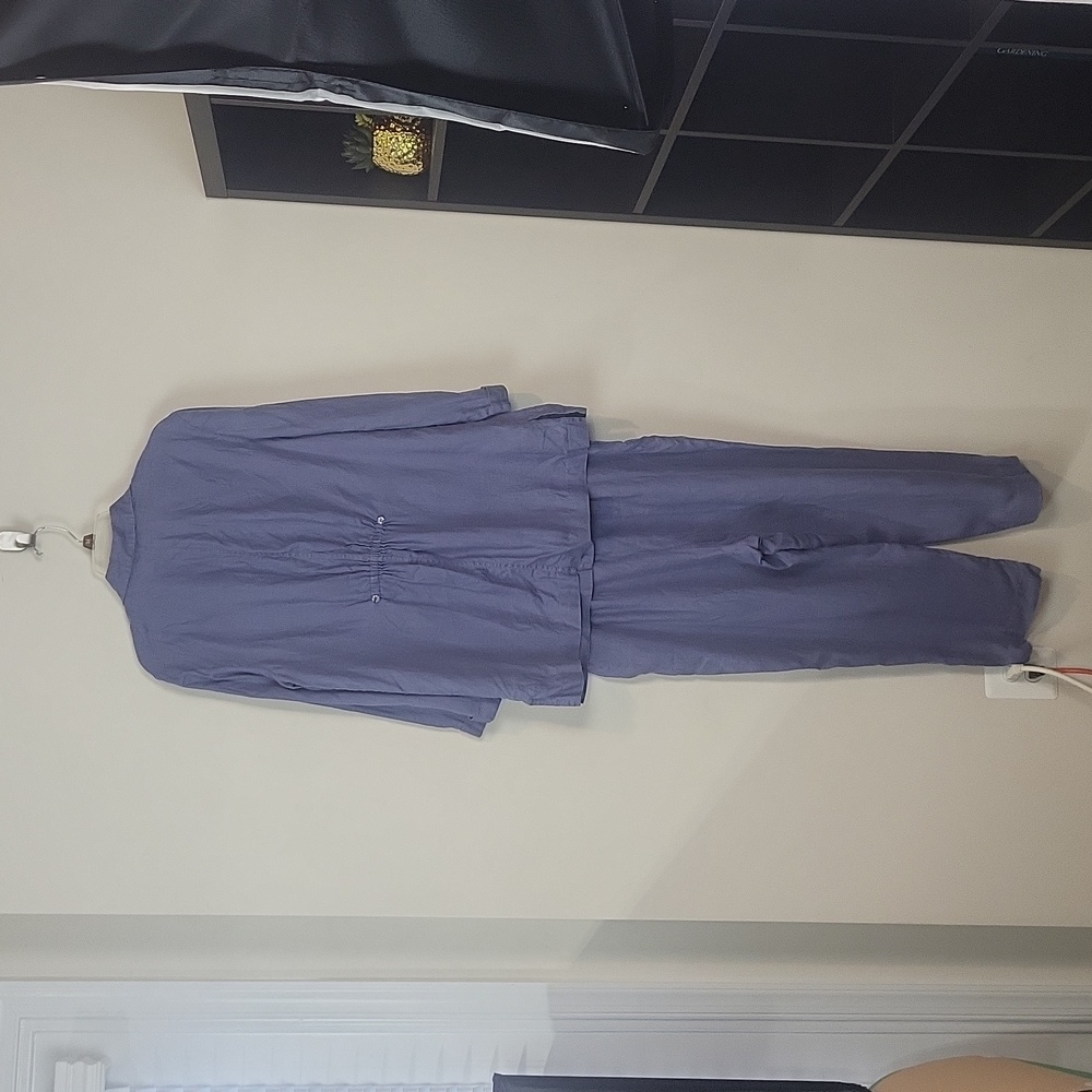MARISA CHRISTINA Periwinkle Blue Linen Lagenlook 2 Piece Shirt/Jacket & Pants - Picture 4 of 17